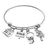 SEIRAA Real Estate Agent Charm Bangle Adjustable Wire Bracelets Stainless Steel Realtor Jewelry Gifts (bracelet)