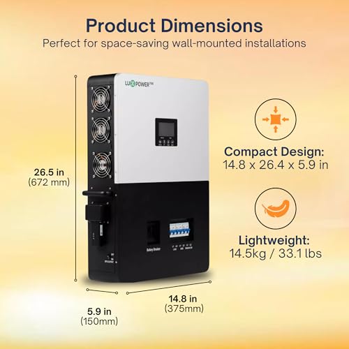 Luxpower All-in-One Off-Grid Hybrid Inverter 6000W (with Breaker) - 200A 48V 50A Dual MPPT Solar Charge Controller, 240V/120V Output, up to 16 Units in Parallel, Off-Grid Cabin, RV, Boat, & Home
