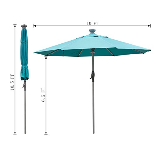 Mefo Garden Electric Automatic Patio Umbrella With Led Lights