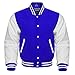 Premium Letterman Baseball School College Bomber Varsity Jacket Wool Blend & Genuine Leather Sleeves (Royal Blue/White, 2XL)