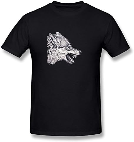 Kathleng Man Black Gray Wolf Drawing Snarl Art Sketch - Sketch Wolf Organic Bamboo Short Sleeve Tshirts Large 2018