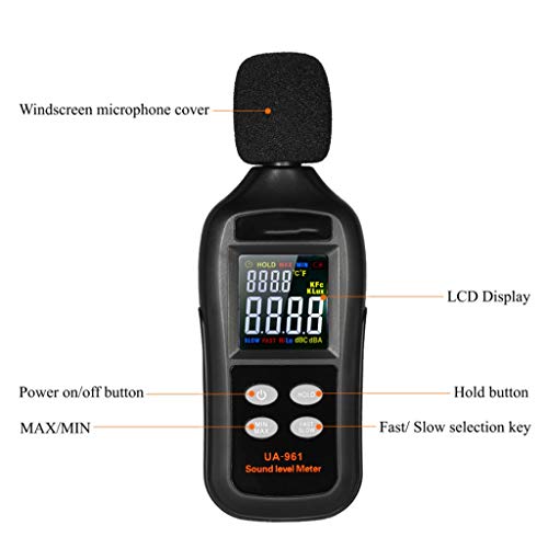 DYW Noise Meter Color Screen Portable Handheld Digital Sound Level Meter Noise Tester Sound Level Meter Black - Thumbnail 2