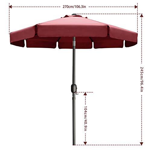 MASTERCANOPY 270 cm Sonnenschirm mit Volant Patioschirm Gartenschirm Terrassenschirm Tischschirm Martkschirm 8 Rippen… – Bild 3