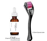 Skincareguys Vitamin C and E Day Serum with Hyaluronic Acid Anti aging skin care product/anti wrinkle serum will fill fine lines plus 0.25mm 540 Titanium Micro Needle Derma roller