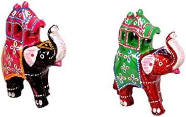 ENN ELL Enterprises Kalamkari Handcrafted Elephant Figurines - Set of 2 Pieces