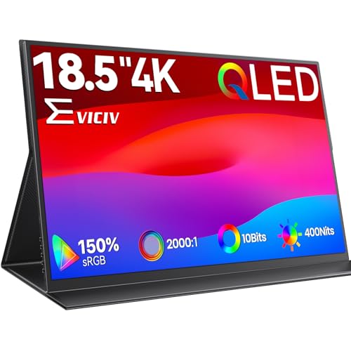 EVICIV Portable Monitor 4K 18,5 Zoll Großer QLED 150% sRGB 10Bits 2000:1
