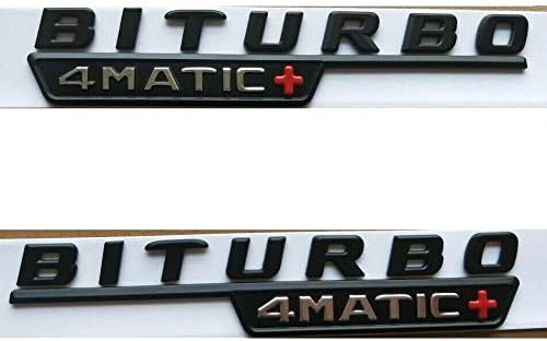Matt Black Letters BITURBO 4MATIC+ Fender Emblems Badges for Mercedes Benz AMG