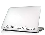Faith hope love heart Laptop Decal Vinyl macbook skin sticker saying lettering religious art Die-cut (no background color)