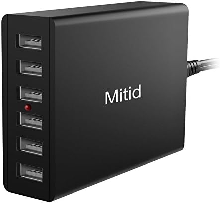 Mitid 6 Port USB Wall Charger (60W 12A) Universal High-Speed USB Charging Station Desktop Multiple USB Ports Charger for Cell Phones Tablets