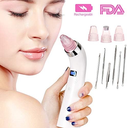 Blackhead Vacuum | Pore Remover With 6Pcs Tweezer - Microdermabrasion Machine USB Rechargeable Suction Removal Extractor Tool For Pimple, Acne, Whitehead Cleanser For Women And Men