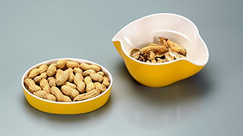 Kody Double Dish for Pistachios, Peanuts, Edamame, Cherries, Nuts, Fruits, Candies, Snacks Plastic Serving Dishes and Bowls (Orange) - Thumbnail 2