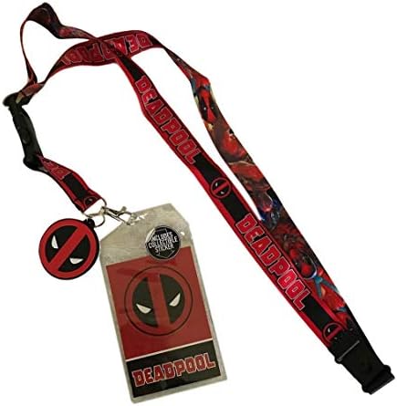 Deadpool Logo Poses D/S Lanyard ID Holder Charm & Detachable Key Fob