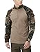 CQR Men's Combat Shirt Tactical 1/4 Zip Long Sleeve Military BDU Shirts Camo EDC Top with Pockets, Combat Shirts Woodland Olive, XX-Large