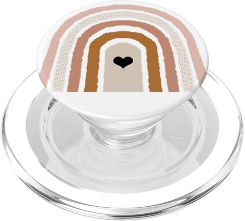 Neutral Boho Rainbow Heart Cute Bohemian Aesthetic PopSockets PopGrip for MagSa…