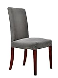 Chunyi Jacquard Polyester Spandex Small Checks Dining Chair Covers Solid Slipcovers (2Piece, Gray)