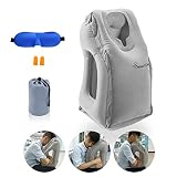 SmartDer Inflatable Travel Pillow, Airplane Pillow, Neck Pillow for Airplane Travel, Travel Pillows for Airplanes & Office Napping with Head & Neck Support (Grey)