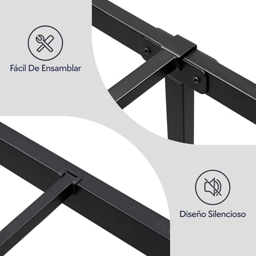 OSLIFE Base Cama Matrimonial Metal,18 Pulgadas/45 cm de Altura,Cabecero con Almacenamiento,Espacio de Almacenamiento Debajo de la Cama, cabecera，Hierro Metálico Camas，con Gran Capacidad de Carga