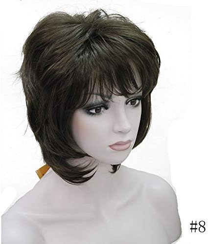 Women Synthetic Wig Short Auburn/Blonde Natural Wigs Capless Layered Hairstyles 8 6inches