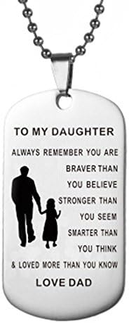 Cyntan Pendent Necklace Dog Tag Military Tags Men Necklaces Remember Necklace Hand Stamped Dog Tag You Are Braver Than You Believe Pendant Necklace Inspirational Gifts For Daughter