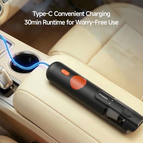 Deerma XC01 Portable Handheld Vacuum Cleaner, 7500Pa Powerful Suction Cordless Mini Vacuum, 6-in-1 Multifunctional for Car & Home, Type-C Fast Charge, with Green Light Dust Detection
