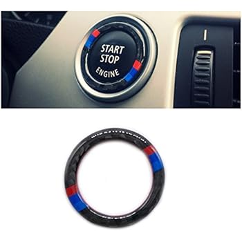 Carbon Fiber Car Engine Start Stop Ignition Key Ring Sticker for BMW E90 E92 E93 3 Series Engine Start Button Cover