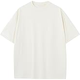 KEEPSHOWING Men's Cotton T-Shirts Oversized Unisex Short Sleeve Crew Neck Loose Basic Tops Solid Athletic Tee