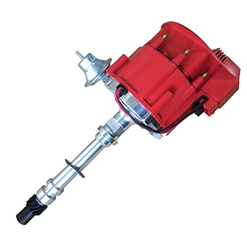 For Racing Chevy V8 HEI Distributor w/ 65K Coil & Red 90 Degree Spark Plug Wires