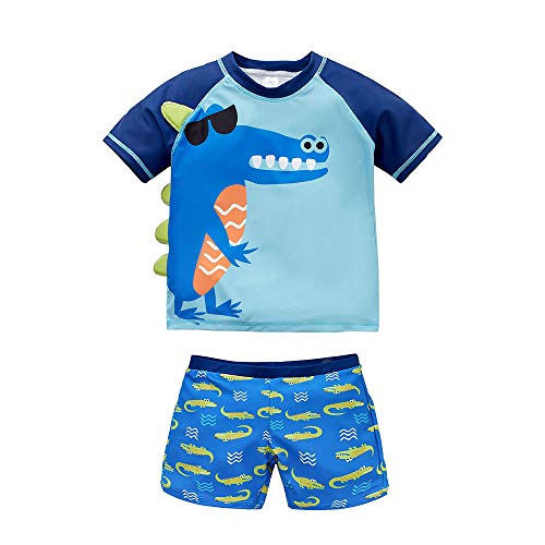 Baby/Toddler Boys Two Piece Swimsuit UPF 50+ Sun Protection Long Sleeve Rashguard Set Bathing Suit