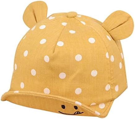 Aniywn Cute Infant Kids Peak Wave Point Baseball Cap Sunhat Smiley Face Bongrace Hat Duck Tongue Visor (1-3Y, Yellow)