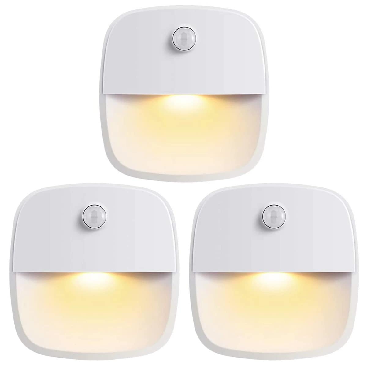 VOANZO 3PCS Motion Sensor Lights Indoor Stair Lights 3200K Night Light for Stairs Bedroom Bathroom Hallway -Warm Light