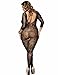 LOVELYBOBO Womens Fishnet Long Sleeve Bodystockings 2-Pack Striped Lingerie Bodysuits Tights Plus Size (Black+Red)