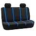 FH Group Car Seat Covers Full Set Cloth - Universal Fit Automotive Seat Covers, Low Back Front Seat Covers, Solid Back Seat Cover, Washable Car Seat Cover for SUV, Sedan and Van Blue