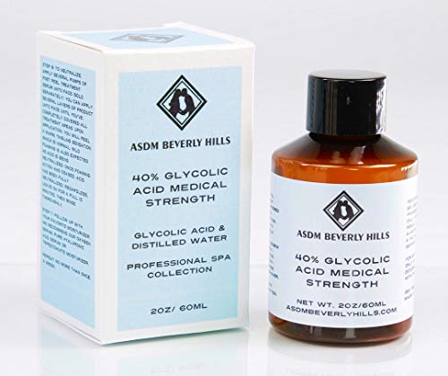 ASDM Beverly Hills Medical Grade Glycolic Acid Peel 40% 2ounce 60 millilite rPRO Strength AHA Chemical Peel Treatment, Alpha Hydroxy for Acne Scars,Wrinkles, Blackheads,Pores, Discoloration, Aging Skin