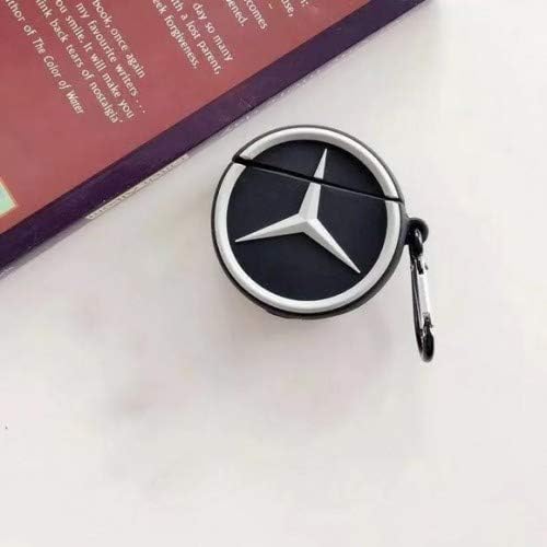 ikazen 3D Ultra Luxury Car Logo Shaped Silicone Protective Case Cover with Key Chain Clasp for Apple AirPods Pro / Airpods 3 (Mercedes)
