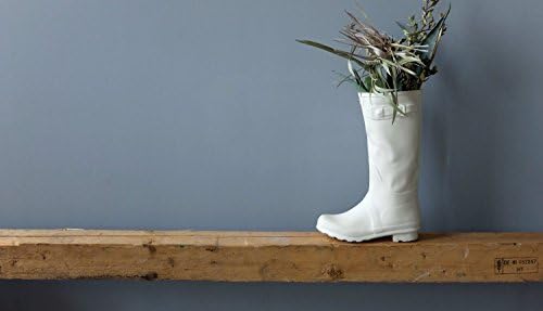 Modern white ceramic rain boot vase for flowers - funny shoe sculpture planter for indoor and outdoor plants by SinD studio