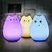 Elfeland Multi-color Cat Lamp with Remote-Children Cute Kitty Cartoon Animal LED Portable Silicone Night Light - 12 Single Colors & 7-Color Breathing Modes - USB Rechargeable (Glamorous Cat)