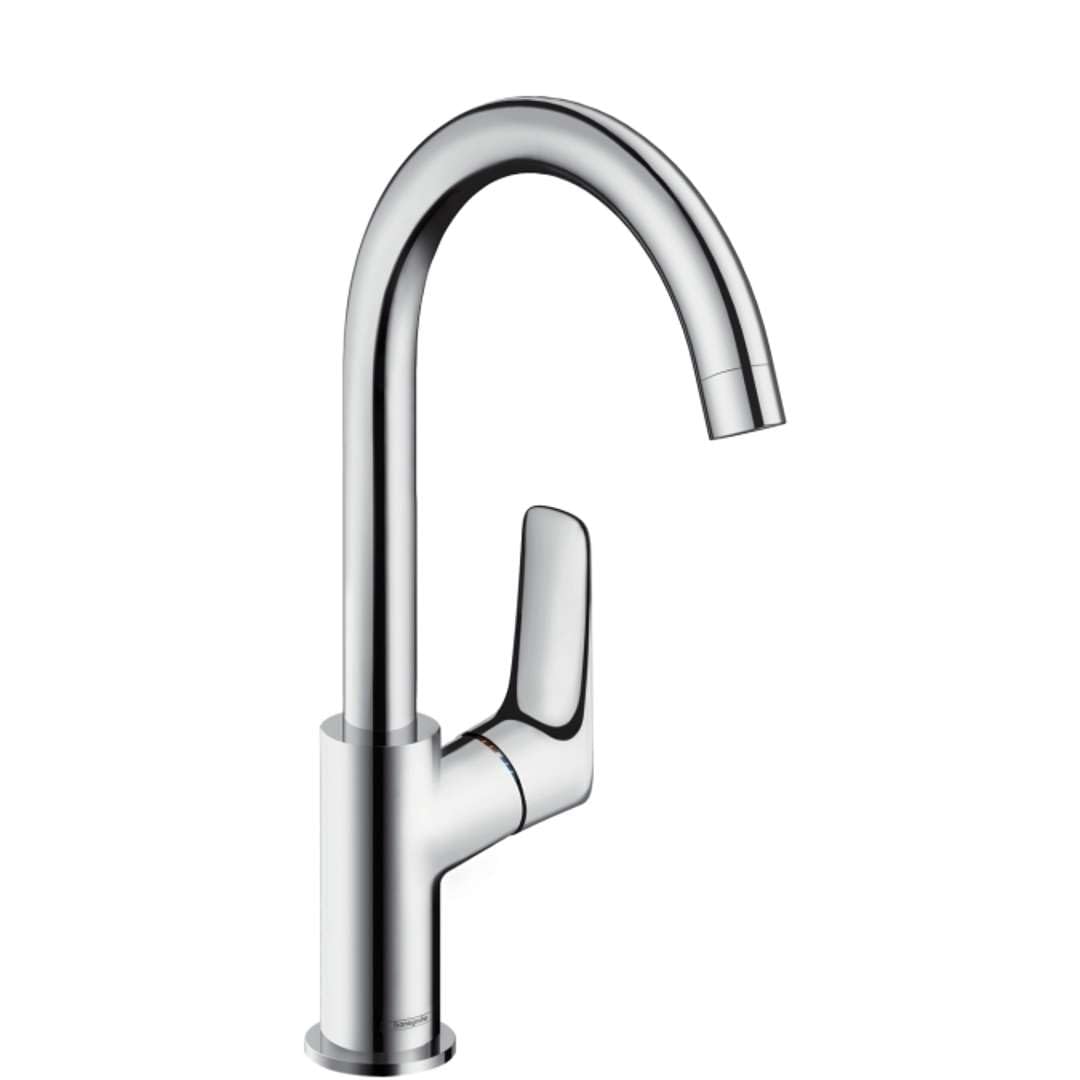 hansgrohe 71131000 Logis Basin tap 210, Swivel, Without Waste, Chrome, spout Height 210 mm