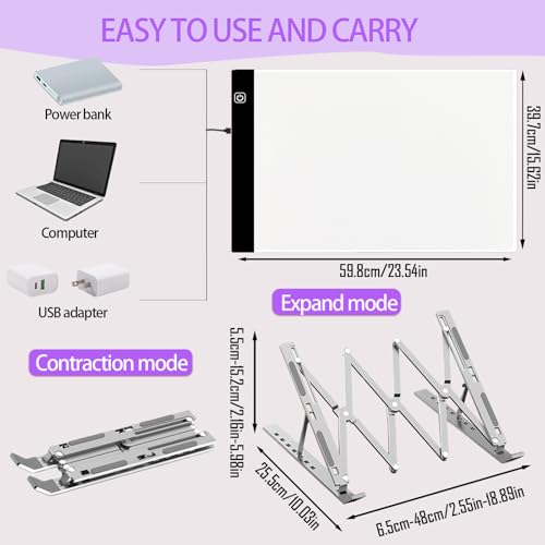 DNSGOOR 247 Pieces All Inclusive Diamond Painting Accessories Kit A2 LED Diamond Painting Light Plates Diamond Painting Sealing Storage Box 5D Painting Tools for