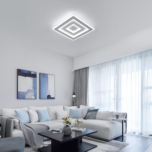 Comely Plafoniera LED Soffitto Quadrata Moderno, 52W 5850LM Lampada da Soffitto LED Moderna Acrilico, Lampadario LED Soffitto Bianco per Camera da Letto, Soggiorno Luce Bianca 6500K, 40cm