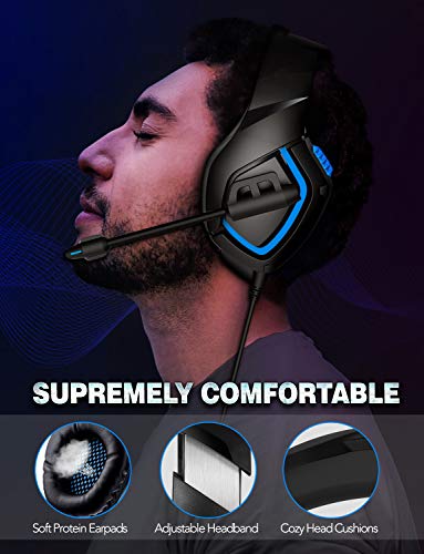 RUNMUS Gaming Headset PS4 Headset with 7.1 Surround Sound Stereo, Xbox One Headset with Noise Canceling Mic, Compatible with PC, PS4, Xbox One Controller(Adapter Needed), NS