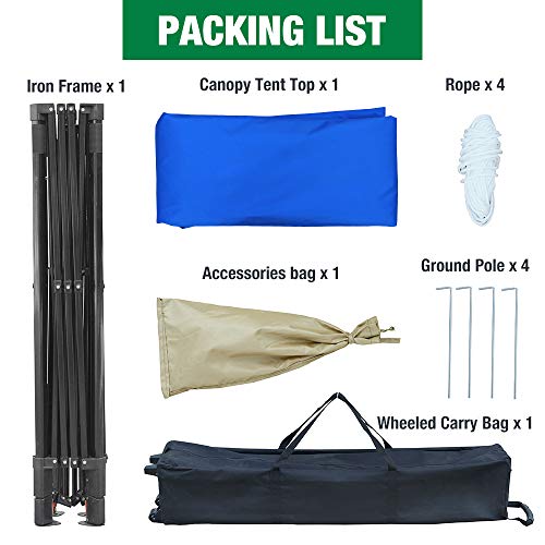 kdgarden Ez Pop Up Canopy Tent Outdoor Commercial Instant Shelter with Roller Carry Bag, 10 by 10 Feet, Navy Blue