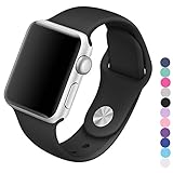 Piwjo Silicone Apple Watch Band and Replacement Iwatch Bands Series 1, Series 2,Series 3 (Black, 38mm M/L)