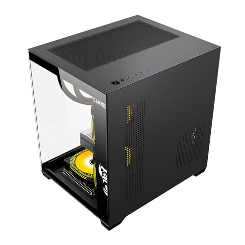 Gabinete Gamer CLANM Grodd Night com 5 Fans RGB, Vidro Temperado, Micro ATX Mini ITX, Airflow Otimizado, GPU 320mm, Preto