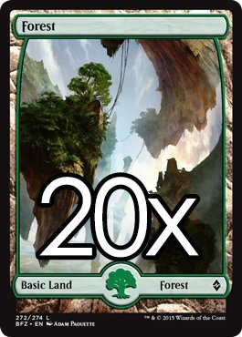 20 Battle for Zendikar Forest #272 Magic the Gathering Basic FULL ART Land Lot