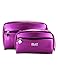 Holly LifePro 2pcs of set Elegant PU Leather Handy Cosmetic Pouch Clutch Makeup Bag Travel Accessory Organizer toiletry bag Purple