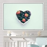 Framed Canvas Wall Art Fruity Citrus Colorful Farmhouse/Country Fruit Group Modern Art Multicolor Photography - 16x24 inches