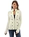 PattyBoutik Women Military Mock Neck Zip Up Cardigan (Ivory Small)