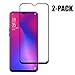 OnePlus 6T Screen Protector, LankXin 2.5D Full Coverage Tempered Glass Screen Protector for OnePlus6T-Black（2 Pack）