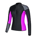 EYCE DIVE & SAIL Womenâ€™s 3/2 mm Wetsuits Jacket Long Sleeve Neoprene Wetsuit Top (Grey/Purple, L = US 6)