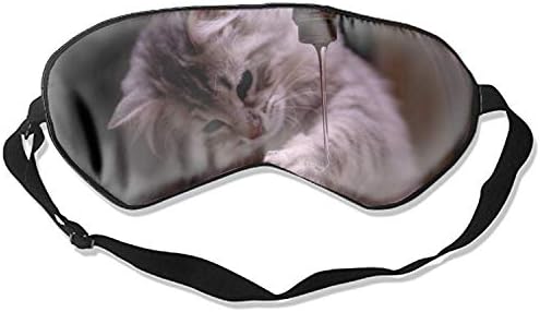 Unisex Kitten Tap Water Jet Prints Sleep Mask Head Strap Eyeshade